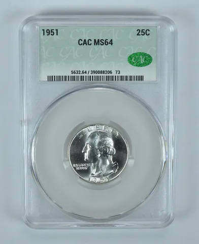 1951 Washington Quarter MS64 CAC CACg