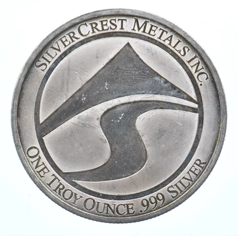 VINTAGE Art Bar/Round Silvercrest Metals Inc. 1 Oz. .999 Silver 1 T Oz *861