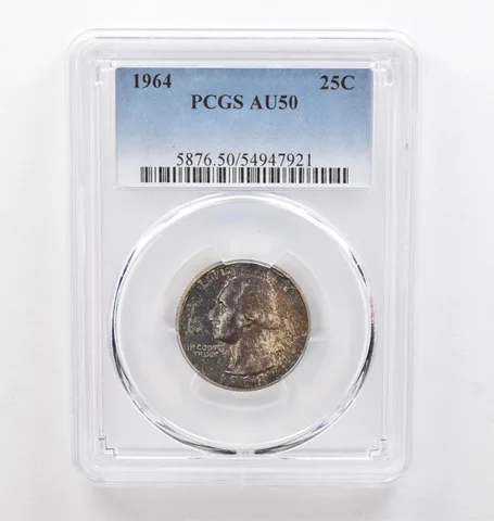 1964 Washington Quarter AU50 PCGS Beautiful Tone *0318