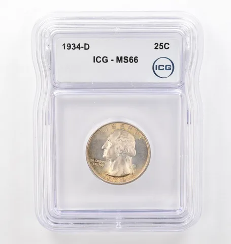 1934-D Washington Quarter MS66 ICG Peripheral Tone *6175