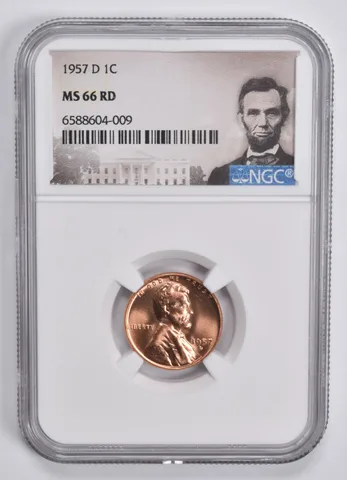 1957-D Lincoln Wheat Cent MS66 RD NGC Special Lbl
