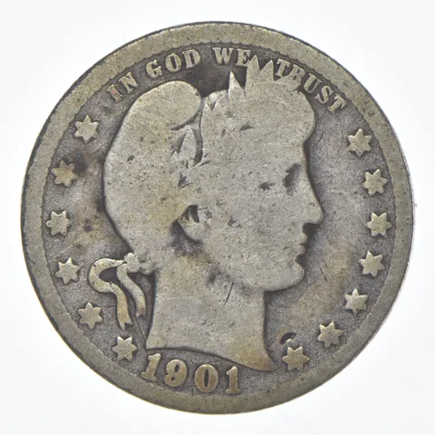 1901-O Barber Quarter Average Circ