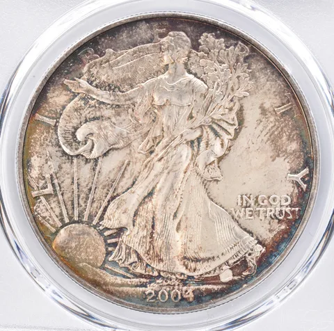 2004 American Silver Eagle MS65 PCGS Beautiful Tone *1445