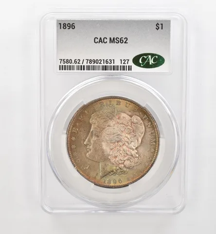 1896 Morgan Silver Dollar MS62 CAC CACg Beautiful Tone a0483