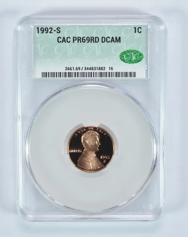 1992-S Lincoln Memorial Cent PR69 RD DCAM CAC CACg