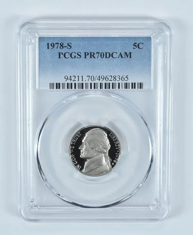 1978-S Jefferson Nickel PR70 DCAM PCGS Blue Label