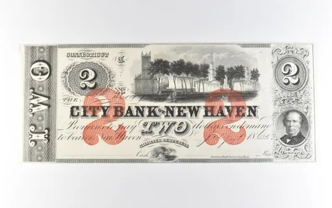 1865 $2 New Haven CT City Bank Obsolete Currency *9812