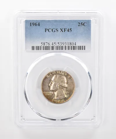 1964 Washington Quarter XF45 PCGS Beautiful Tone *1441