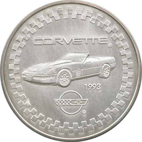 1953-1993 1 Oz Silver Art Round Corvette 40th Anniversary a1764