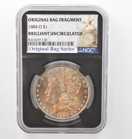 1884-O Morgan Silver Dollar Original Bag Fragment BU NGC Beautiful Tone *2469