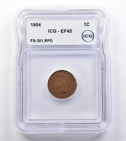 1904 Indian Head Cent FS-301 RPD EF45 ICG *2050