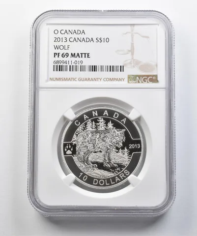 2013 Canada 10 Dollars Silver O Canada Wolf PF69 Matte NGC a4398