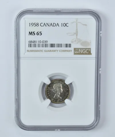 MS65 1958 Canada 10 Cents NGC Beautifully Toned a5305
