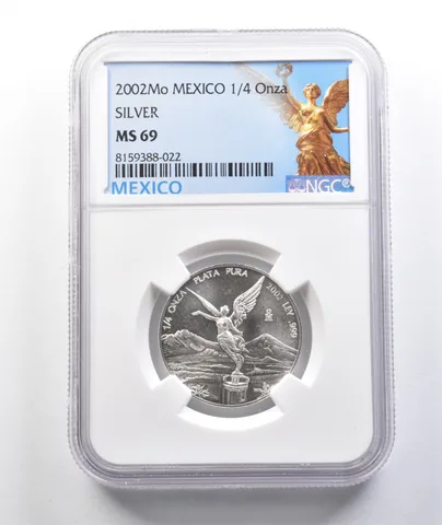2002 Mo Mexico 1/4 Onza Silver Libertad MS69 NGC a5522