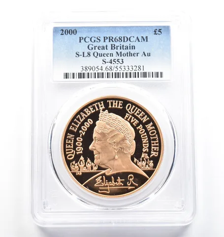 2000 Great Britain 5 Pound Gold Quintuple Sovereign Queen Mother PR68 PCGS *9832