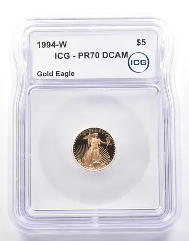 1994-W $5 American Gold Eagle 1/10 Oz Gold PR70 DCAM ICG