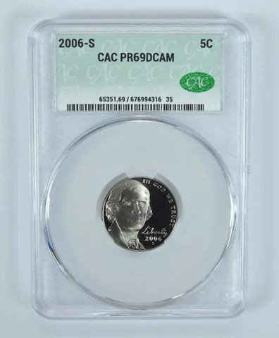 2006-S Jefferson Nickel PR69 DCAM CAC CACg