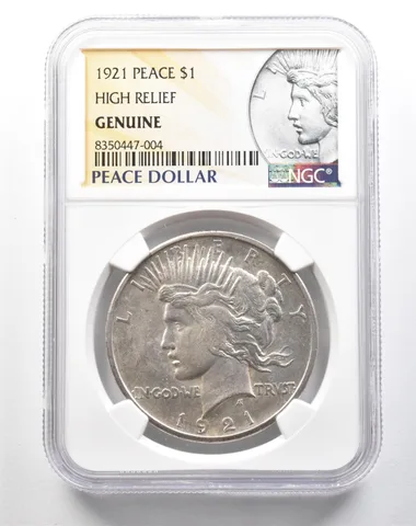 1921 Peace Silver Dollar High Relief Genuine NGC a3847