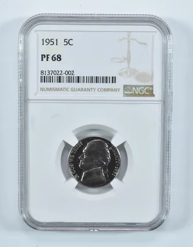 1951 Jefferson Nickel PF68 NGC Brown Label