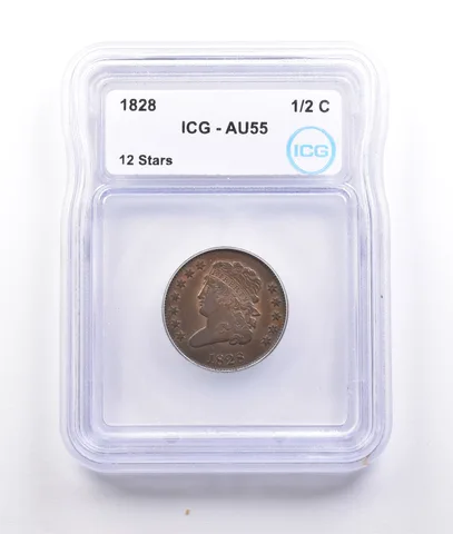 1828 Classic Head Half Cent 12 Star AU55 ICG *6944