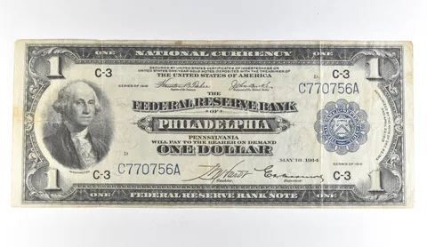 1918 $1 Philadelphia PA National Currency Large Note Blue Seal *1672
