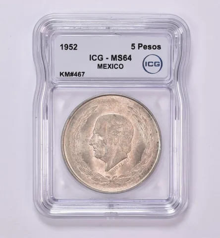 1952 Mexico 5 Peso KM#467 MS64 ICG Beautiful Tone *0435