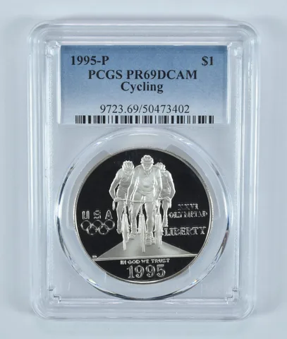 1995-P Olympic Cycling Commemorative Dollar PR69 DCAM PCGS Blue Label
