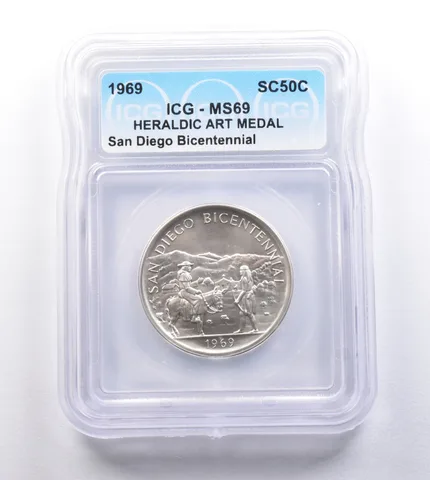 1969 So Called Half Dollar San Diego Bicentennial MS69 ICG