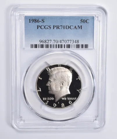 1986-S Kennedy Half Dollar PR70 DCAM PCGS Blue Lbl
