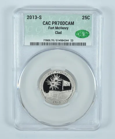 2013-S Washington Quarter Fort McHenry CLAD ATB PR70 DCAM CAC CACg