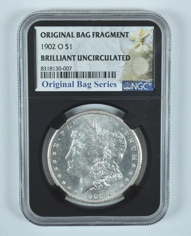 1902-O Morgan Silver Dollar Original Bag Fragment BU NGC