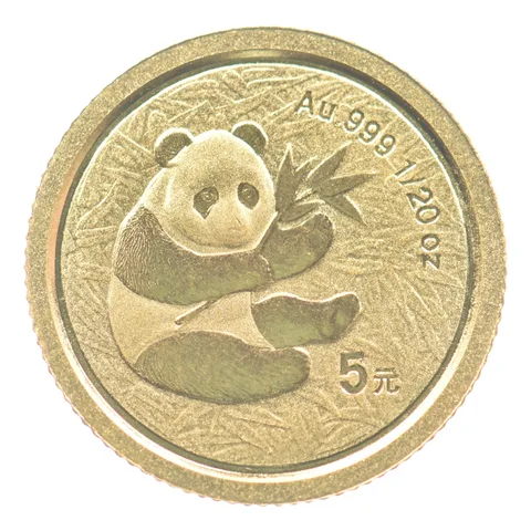 2000 China 5 Yuan Gold Panda 1/20 Oz Gold *5093