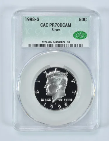 1998-S Kennedy Half Dollar Silver PR70 DCAM CAC CACg
