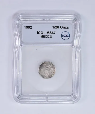 1992 Mo Mexico 1/20 Onza Silver Libertad MS67 ICG Beautiful Tone *8023
