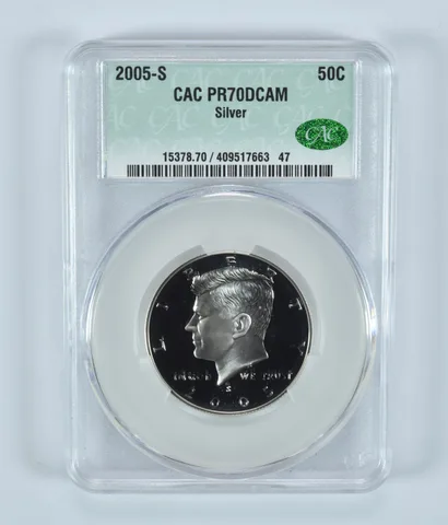 2005-S Kennedy Half Dollar Silver PR70 DCAM CAC CACg