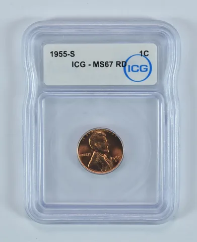 1955-S Lincoln Wheat Cent MS67 RD ICG