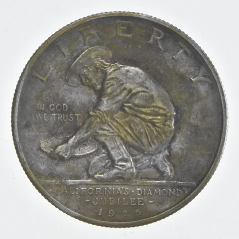 1925 California Diamond Jubilee Commem Silver Half Dollar Beautiful Tone *0493