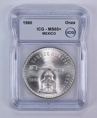 1980 Mo Mexico 1 Onza Silver MS65+ ICG