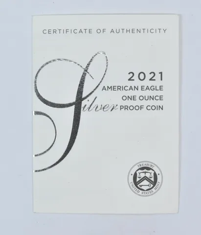 COA 2021-W T1 American Silver Eagle Type 1 Proof