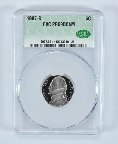 1997-S Jefferson Nickel PR69 DCAM CAC CACg