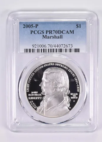2005-P John Marshall Commemorative Dollar PR70 PCGS Blue Label