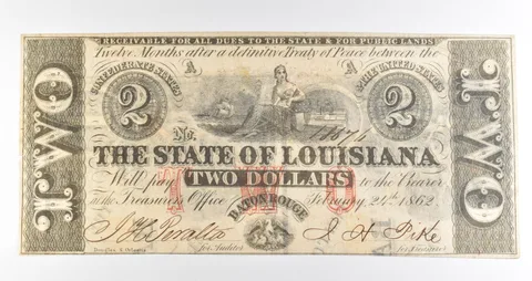 1862 $2 Baton Rouge LA Confederate States Of America Obsolete Note *3918