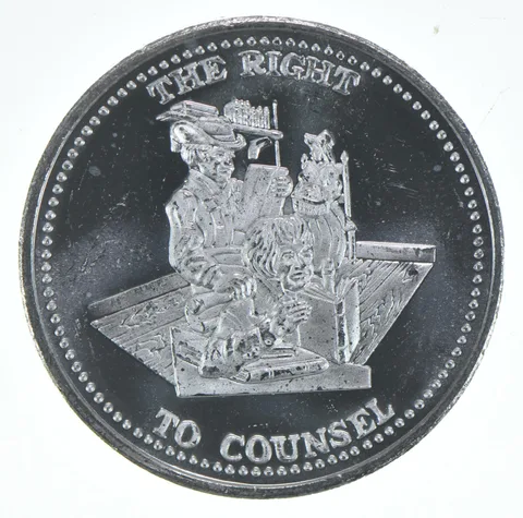 1 Oz Silver Art Round Right To Counsel Johnson Matthey