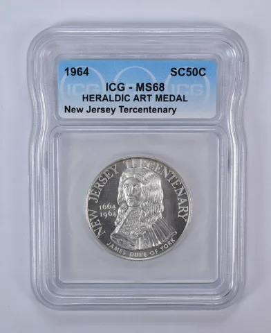 1964 So Called Half Dollar New Jersey Tercentenary MS68 ICG