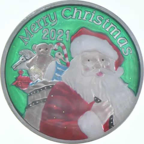 Merry Christmas Colored Enamel 1 Oz Silver Round/Art Bar Holiday