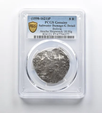 Genuine (1598-1621) P Bolivia 8 Reales Atocha Shipwreck PCGS W/ CoA *0296