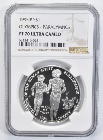 1995-P Olympics-Paralympics Commemorative Silver Dollar PF70 UC NGC