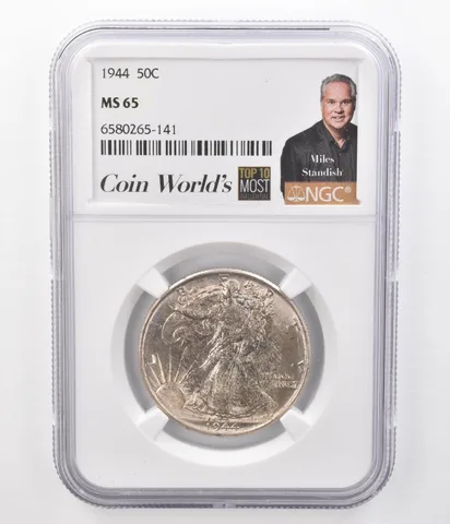 1944 Walking Liberty Half Dollar Miles Standish MS65 NGC Beautifully Toned a0024