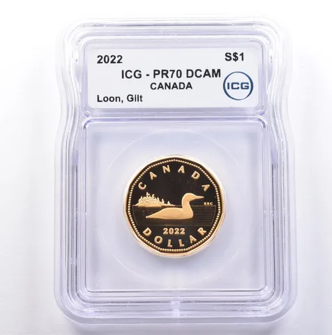 2022 Canada 1 Dollar Silver Loon Gilt PR70 DCAM ICG *9009