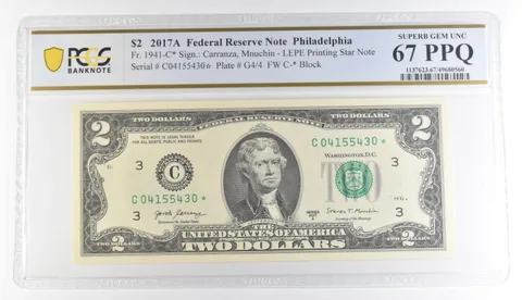 2017 A $2 Philadelphia PA FRN Star Note Fr#1941-C* Gem Unc 67 PPQ PCGS *8877